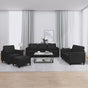 4 Piece Sofa Set with Cushions Black Faux Leather