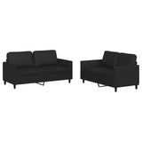 2 Piece Sofa Set with Cushions Black Faux Leather - Front View