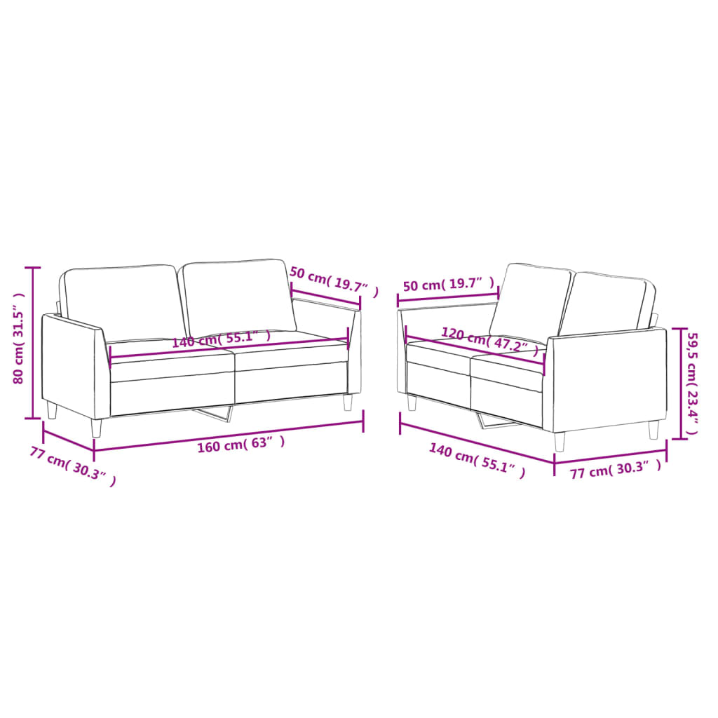 2 Piece Sofa Set with Cushions Cappuccino Faux Leather
