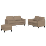 3 Piece Sofa Set with Cushions Cappuccino Faux Leather - Front View