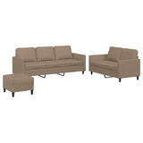 3 Piece Sofa Set with Cushions Cappuccino Faux Leather - Front View