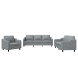 3 Piece Sofa Set with Cushions Light Grey Fabric - Front View