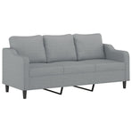 3 Piece Sofa Set with Cushions Light Grey Fabric