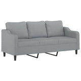 3 Piece Sofa Set with Cushions Light Grey Fabric - 45-Degree Angle