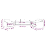3 Piece Sofa Set with Cushions Light Grey Fabric - Low Angle