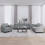 3 Piece Sofa Set with Cushions Light Grey Fabric