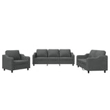 3 Piece Sofa Set with Cushions Dark Grey Fabric - Front View