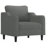 3 Piece Sofa Set with Cushions Dark Grey Fabric - Side View