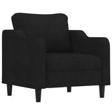 3 Piece Sofa Set with Cushions Black Fabric - Side View