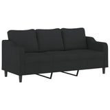 3 Piece Sofa Set with Cushions Black Fabric