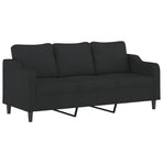 3 Piece Sofa Set with Cushions Black Fabric