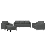 4 Piece Sofa Set with Cushions Dark Grey Fabric - Front View