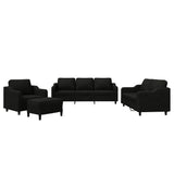 4 Piece Sofa Set with Cushions Black Fabric - Front View
