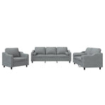 3 Piece Sofa Set with Pillows Light Grey Fabric