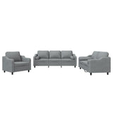 3 Piece Sofa Set with Pillows Light Grey Fabric - Front View