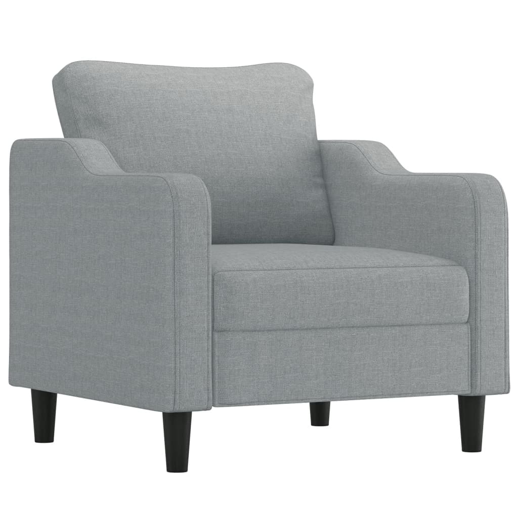 3 Piece Sofa Set with Pillows Light Grey Fabric