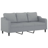 3 Piece Sofa Set with Pillows Light Grey Fabric - 45-Degree Angle