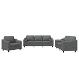 3 Piece Sofa Set with Pillows Dark Grey Fabric - Front View