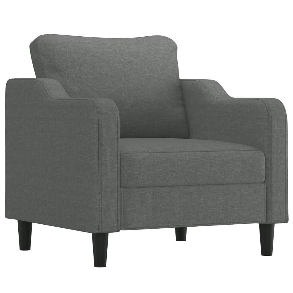 3 Piece Sofa Set with Pillows Dark Grey Fabric