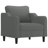 3 Piece Sofa Set with Pillows Dark Grey Fabric - Side View