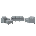 4 Piece Sofa Set with Pillows Light Grey Fabric
