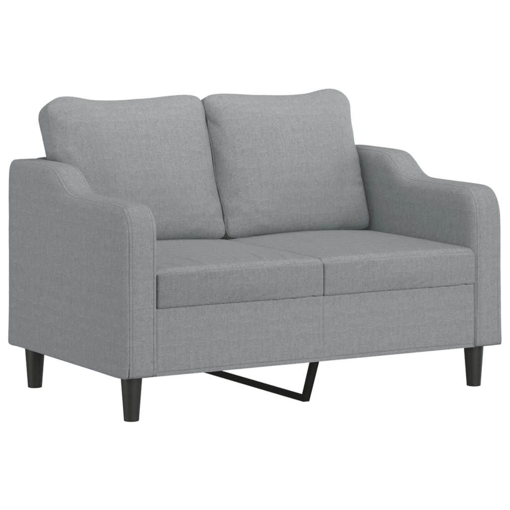 4 Piece Sofa Set with Pillows Light Grey Fabric