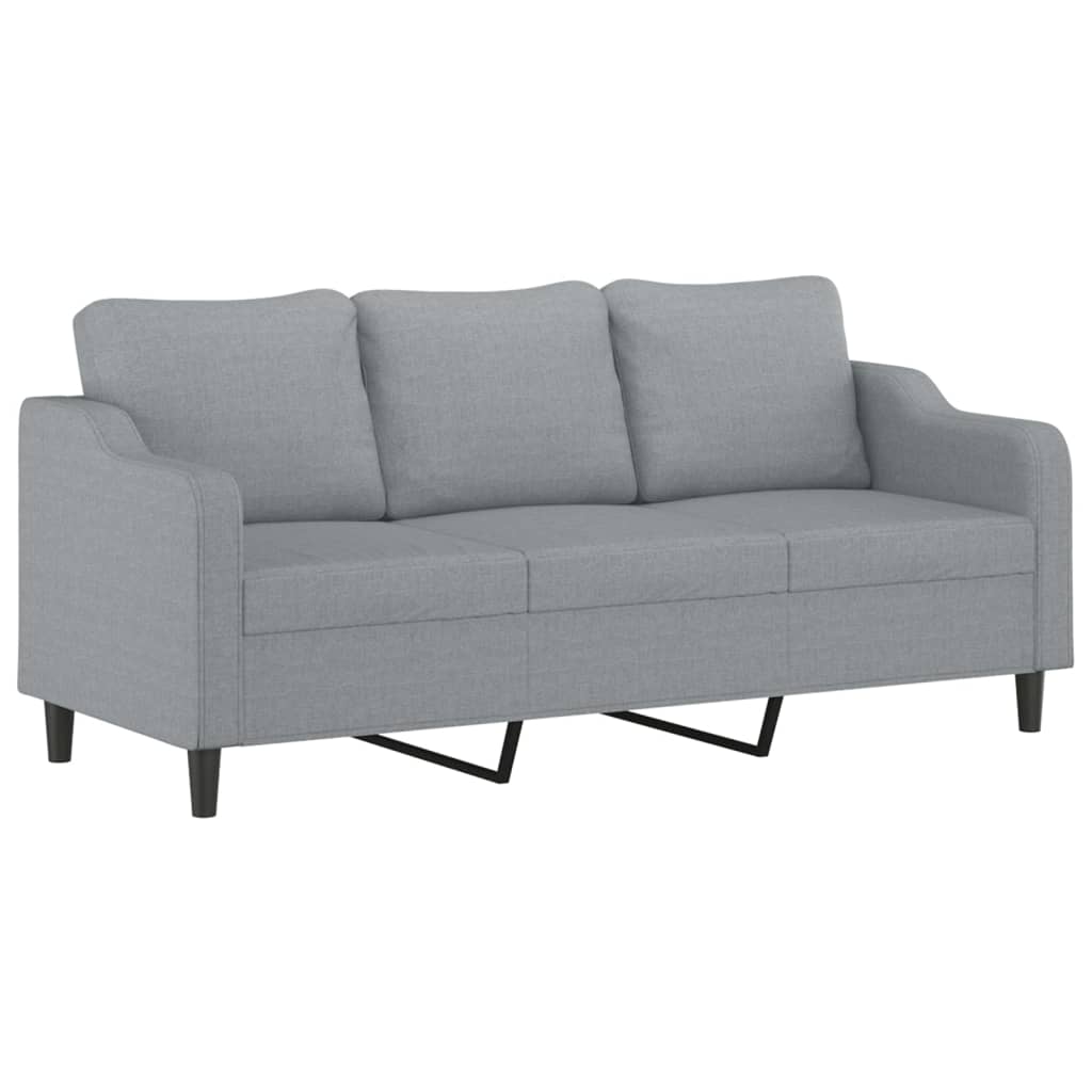 4 Piece Sofa Set with Pillows Light Grey Fabric