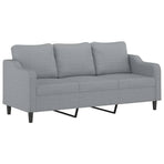 4 Piece Sofa Set with Pillows Light Grey Fabric