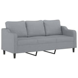 4 Piece Sofa Set with Pillows Light Grey Fabric - 45-Degree Angle