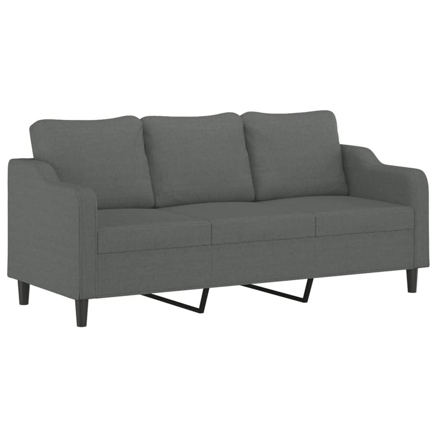 4 Piece Sofa Set with Pillows Dark Grey Fabric