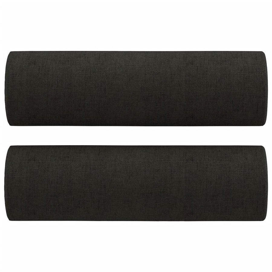 4 Piece Sofa Set with Pillows Black Fabric