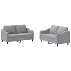 2 Piece Sofa Set with Cushions Light Grey Fabric