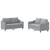 2 Piece Sofa Set with Cushions Light Grey Fabric - Front View