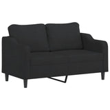 2 Piece Sofa Set with Cushions Black Fabric