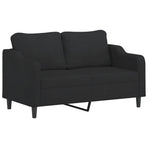 2 Piece Sofa Set with Cushions Black Fabric