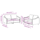2 Piece Sofa Set with Cushions Black Fabric - Rear View