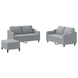 3 Piece Sofa Set with Cushions Light Grey Fabric - Front View