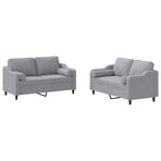 2 Piece Sofa Set with Pillows Light Grey Fabric