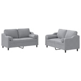 2 Piece Sofa Set with Pillows Light Grey Fabric - Front View