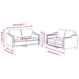 2 Piece Sofa Set with Pillows Black Fabric - Low Angle