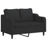3 Piece Sofa Set with Pillows Black Fabric - Side View