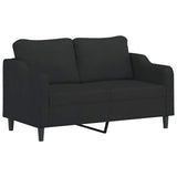 3 Piece Sofa Set with Pillows Black Fabric - Top-Down View
