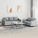 2 Piece Sofa Set with Cushions Light Grey Fabric