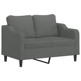 2 Piece Sofa Set with Cushions Dark Grey Fabric - Side View