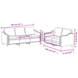 2 Piece Sofa Set with Cushions Black Fabric - Rear View