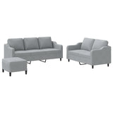 3 Piece Sofa Set with Cushions Light Grey Fabric - Front View