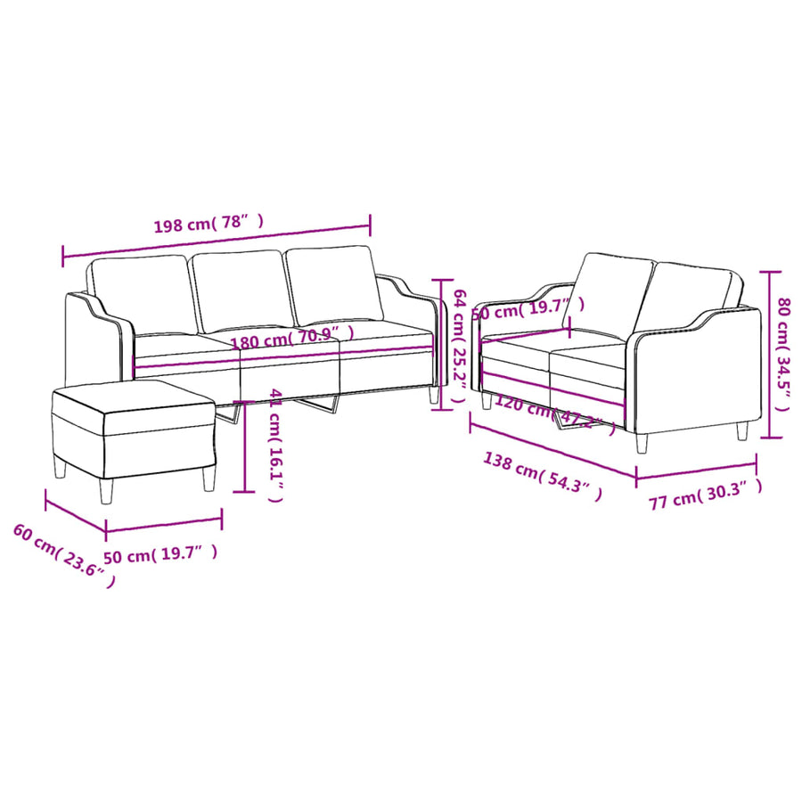 3 Piece Sofa Set with Cushions Dark Grey Fabric