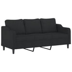 3 Piece Sofa Set with Cushions Black Fabric