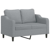 2 Piece Sofa Set with Pillows Light Grey Fabric - Side View