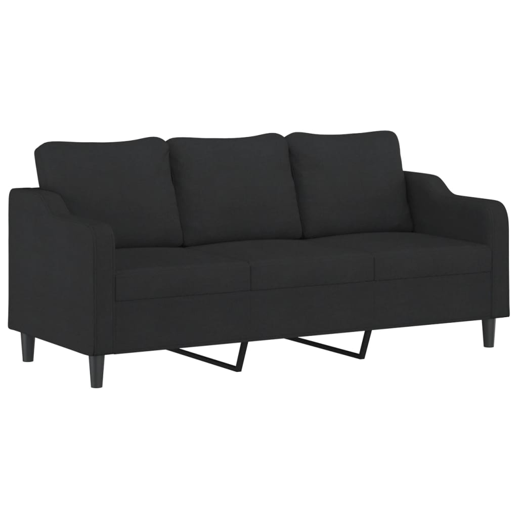 2 Piece Sofa Set with Pillows Black Fabric
